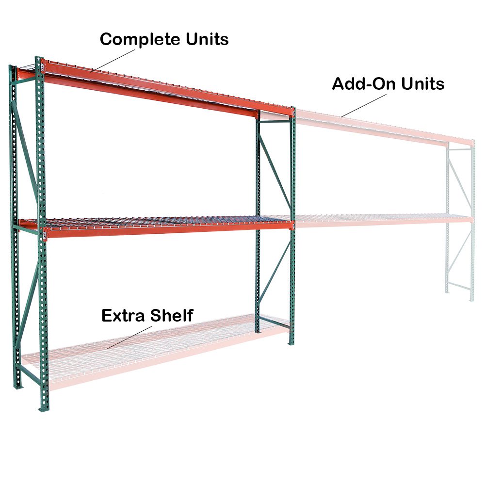 Bulk Rack with Wire Mesh Deck with Add-On
