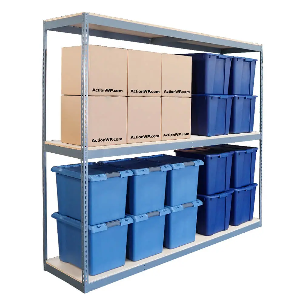 Rivet System Boltless Shelving with boxes