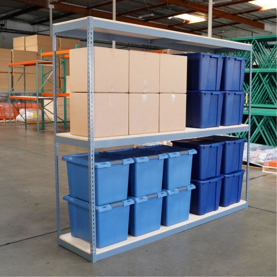 Boltless Shelving Units with boxes